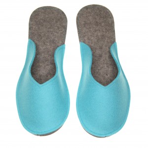 Women's Wool Felt Slippers - VIVI minimal - TURQUOISE BLUE